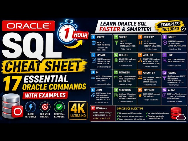 1 Hour Oracle SQL Cheat Sheet | 17 Essential Oracle Commands with Examples