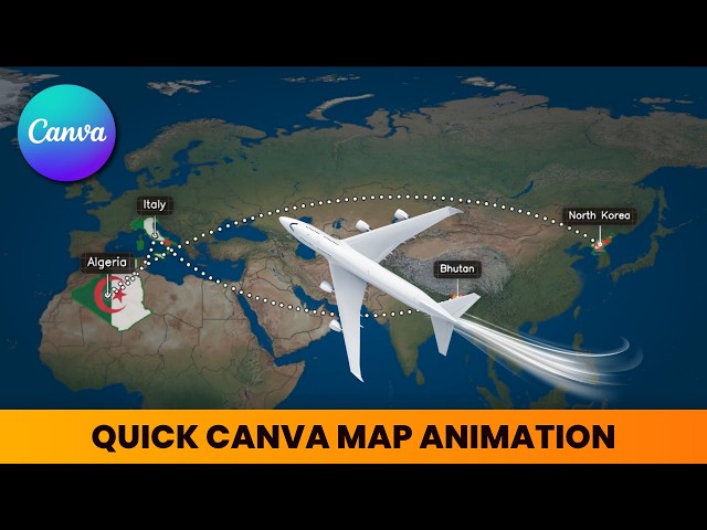 How to Create a Travel Map Animation in Canva | Canva Map Animation | Travel Route Animation