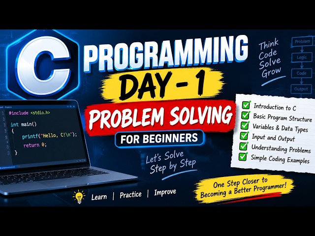 C Programming Day 1 | Problem Solving for Beginners | Learn C Programming Step by Step#codingjourney