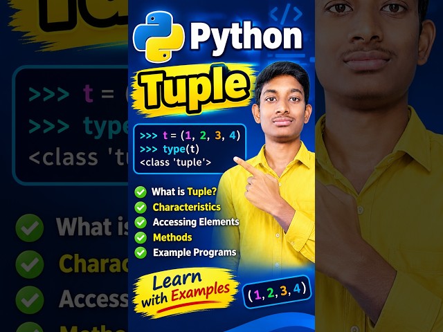 Python Tuple in Telugu | Python Tuple Explained with Examples #shorts