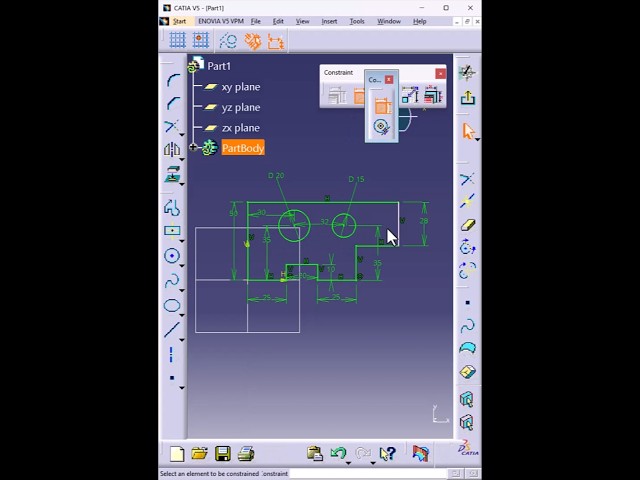 Constraint Sketch in CATIA V5 | Fully Defined Sketch Fast #shorts