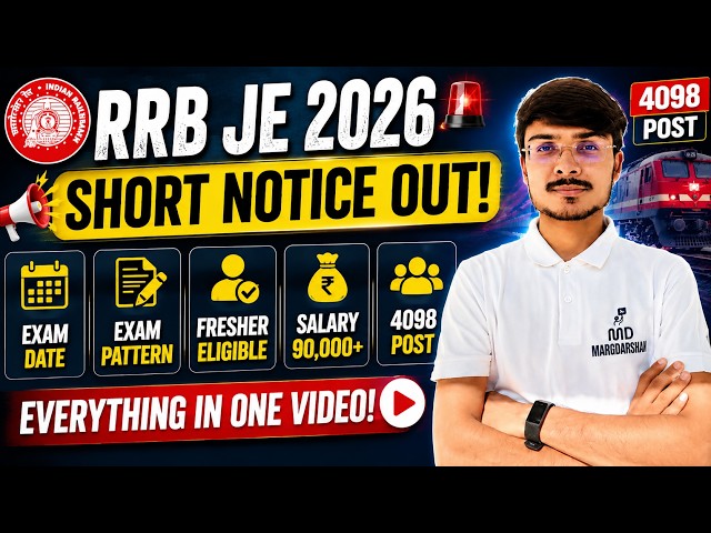 RRB JE Notification 2026 Out | 4098 Vacancies | Eligibility, Exam Pattern, Salary, Exam Date
