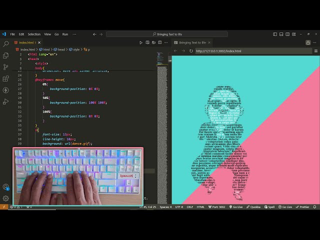 ASMR Coding-CSS Bringing text to life Nice Animation in 4 minute-No Talking