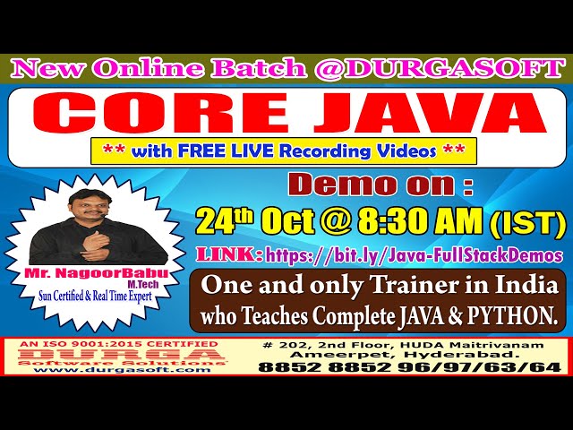 CORE JAVA Online Training @ DURGASOFT