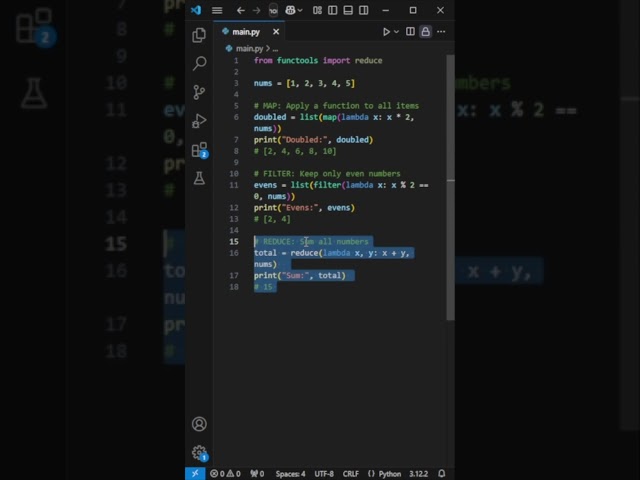 Python’s Map Filter and Reduce: The Lazy Coder’s Dream! #shorts #python #coding
