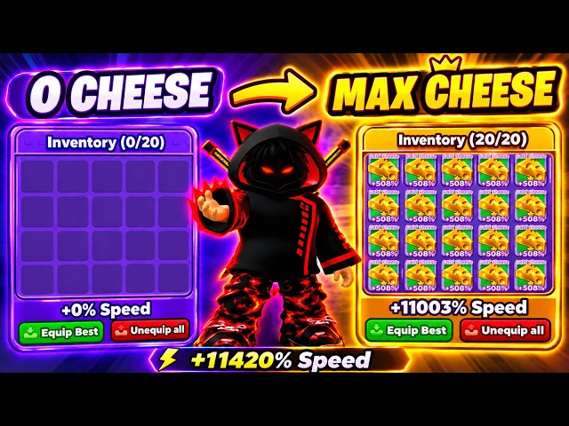 0 to max rare gold cheese inventory 😱  | +1 speed keyboard escape | Roblox