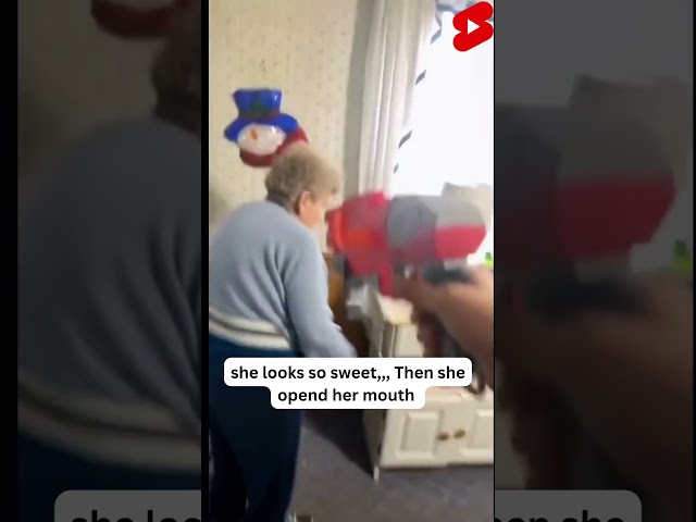 (funny nerf grandma)she looked so sweet then she opened her mouth  #shorts #nerf #granny