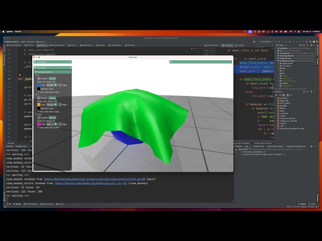 Python programming chillstream! 3D modeling. Cloth sim for low poly characters.