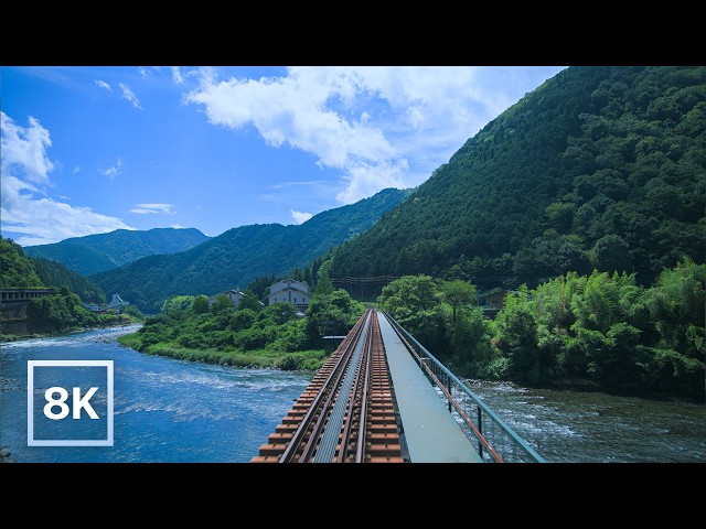 Riverside Train Ride in Gifu, Japan / 8K 60fps HDR / Calm Piano + Natural Ambience