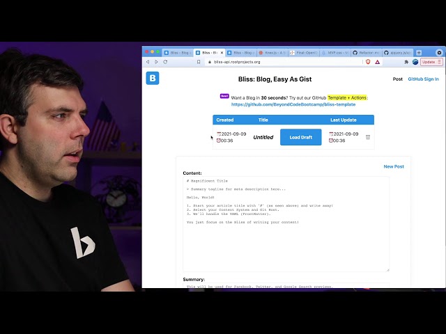 [Live Coding] JS Blog as Easy as Gist, Pt 24: Taking GitHub Sign In Live