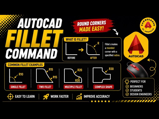 Chapter - 09 | AutoCAD FILLET Command Tutorial | Complete Guide for Beginners | AutoCAD Hindi