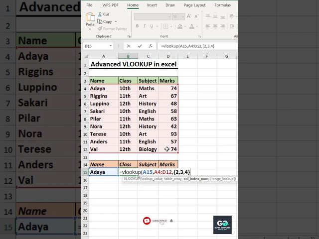Advanced VLOOKUP in Excel 🔥 | Multiple Column Lookup Trick | Excel Tips & Tricks #shorts