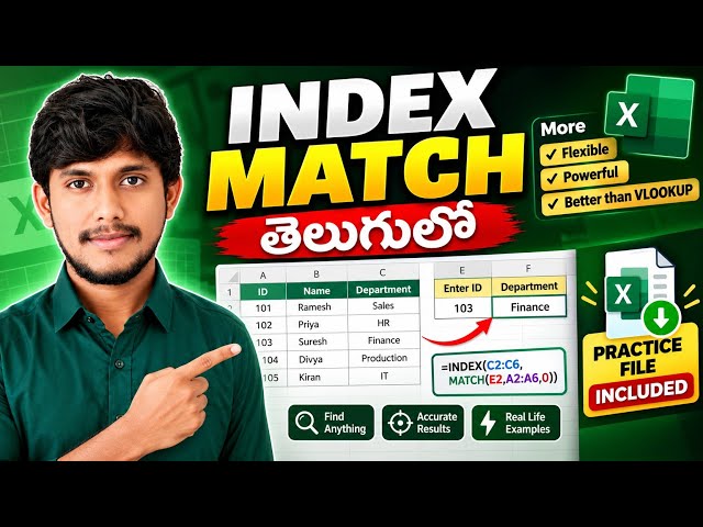 How to Use INDEX MATCH in Excel (Better Than VLOOKUP!) | Step-by-Step
