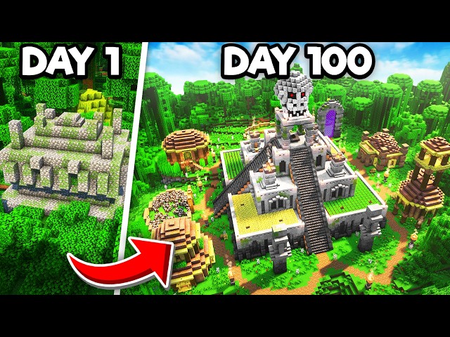 I Spent 100 Days TRANSFORMING A Jungle Temple In Minecraft Hardcore!
