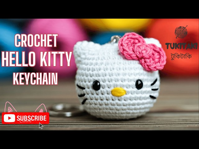 How to Crochet Hello Kitty Keychain | Easy Amigurumi Tutorial for Beginners | #tukitakicrochet