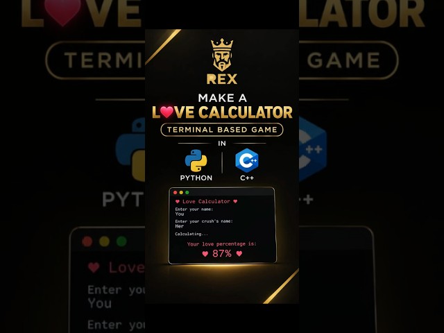 Lets Create Love CalCulator Game || #coding #love #python #cpp #artist #art
