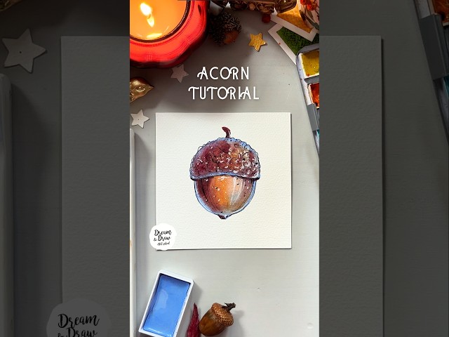 🍂🌰 Easy Acorn Watercolor Tutorial | Perfect for Beginners  #watercolor #floraart #art