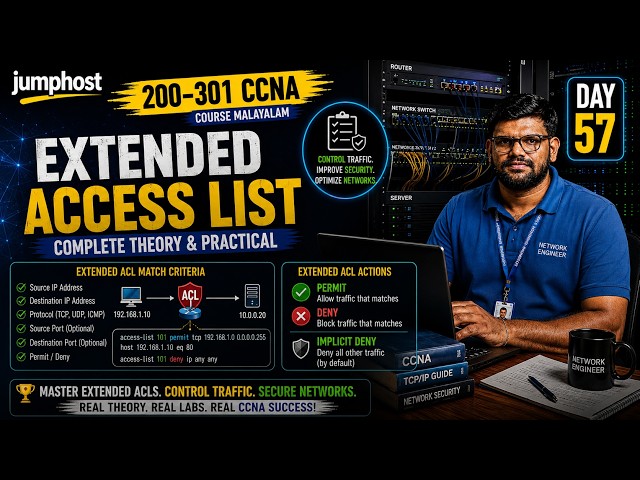 CCNA 200-301 Malayalam | Day 57 | Extended Access Control List (ACL) Practical