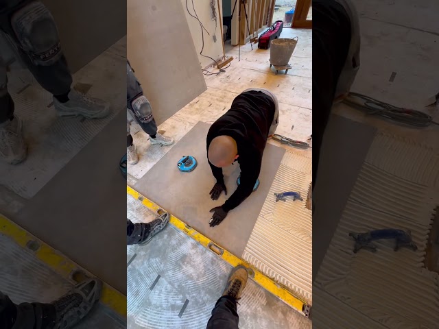 How To Tile Large Tiles Like A pro #howto #construction #kitchen #flooring #shorts
