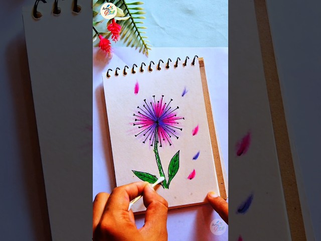 Oil pastel art hack | Easy Flower Art Tutorial for Beginners #shorts