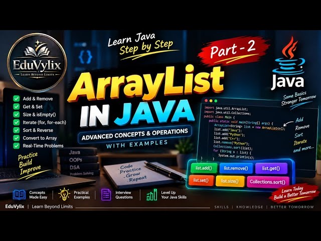 Java ArrayList Part 2  | add, set, get, Loop & Important Methods