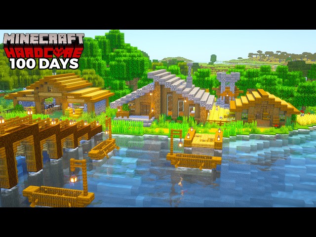 I Spent 100 Days Building A Cozy RIVER BASE in Hardcore Minecraft