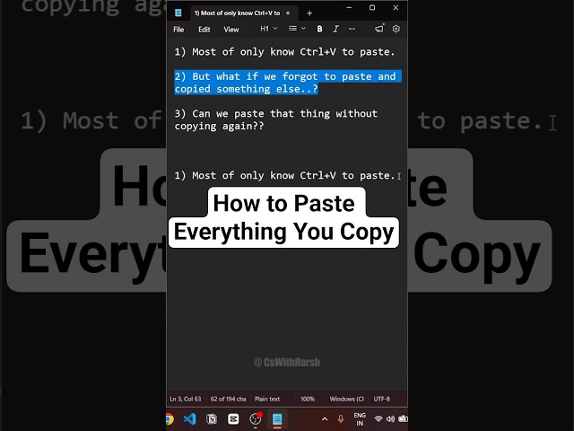 How to paste everything using windows clipboard  #cswithharsh #computer #tech #windows #shorts