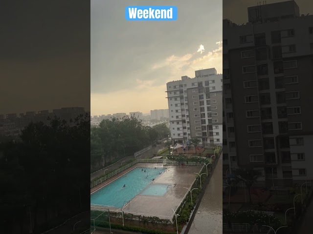 “Rain or shine , we swim!” - because the pool is always open! #weekendvibes
