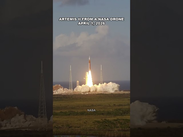 Artemis II lifting off, seen from a NASA drone #Shorts