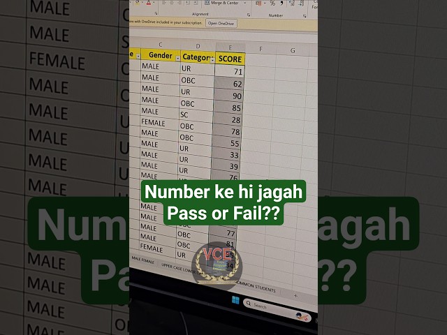 How to write pass or Fail by writing numbers only in Excel