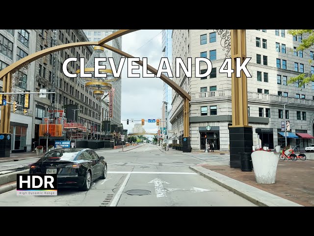 Driving Downtown - Cleveland 4K HDR - USA