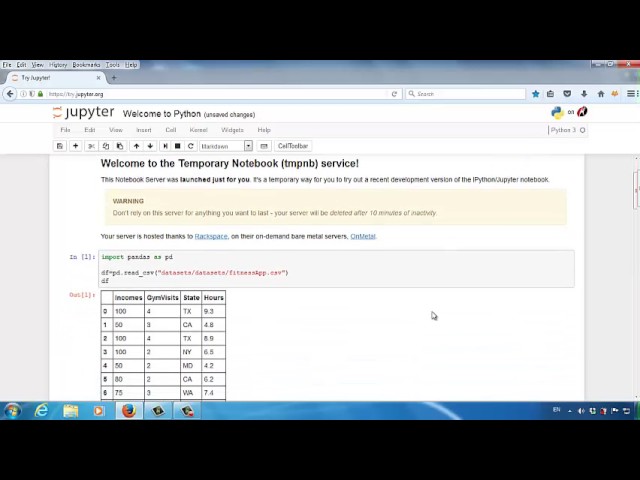 Data Frame in Python Analytics (If you installed Jupyter, see video below about how to upload data)