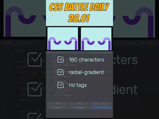 💡CSS Battle Daily challenge 28 01 No tags solution #cssbattle #coding