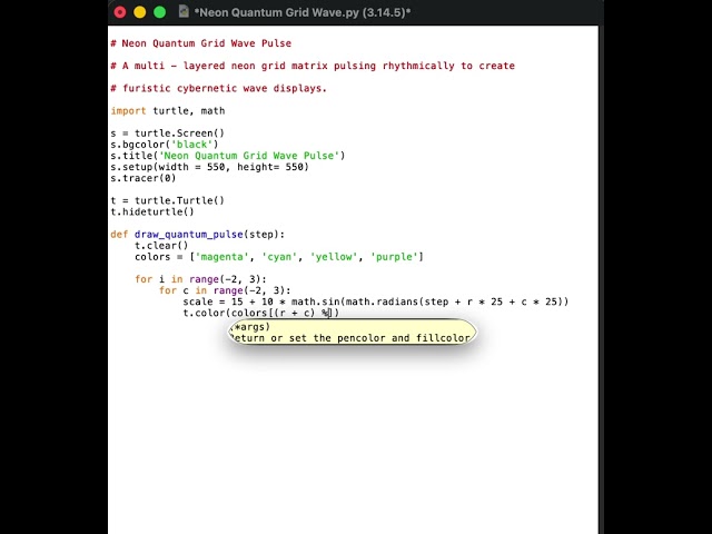 #Neon #Quantum #Grid #Wave #pulse  #python #turtle #coding #fun