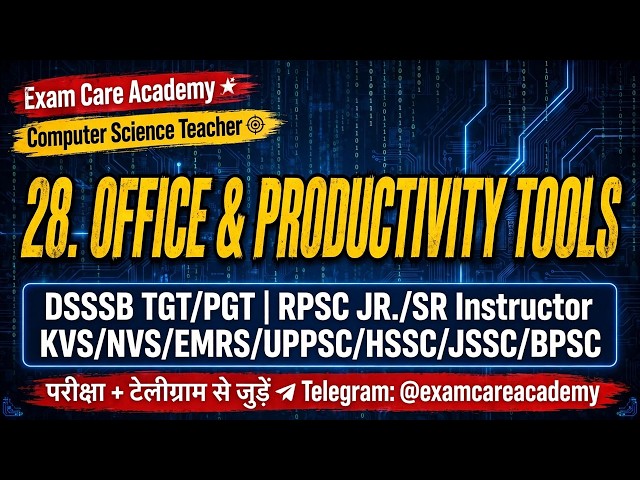 Office and Productivity Tools DSSSB TGT PGT Computer Science Class | Exam care academy
