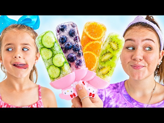 Ruby and Bonnie Make Fruit Ice Cream & Try Fun Food Challenges