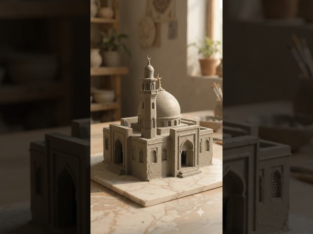 DIY Miniature Mosque Using Cement 🕌✨ | Beautiful Islamic Craft #Shorts #thesaniyaworld