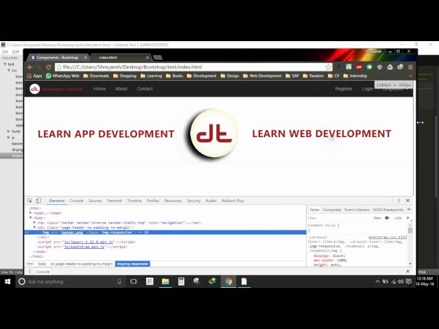 Learning Bootstrap - Adding Logo in Navigation Bar & Banner Image