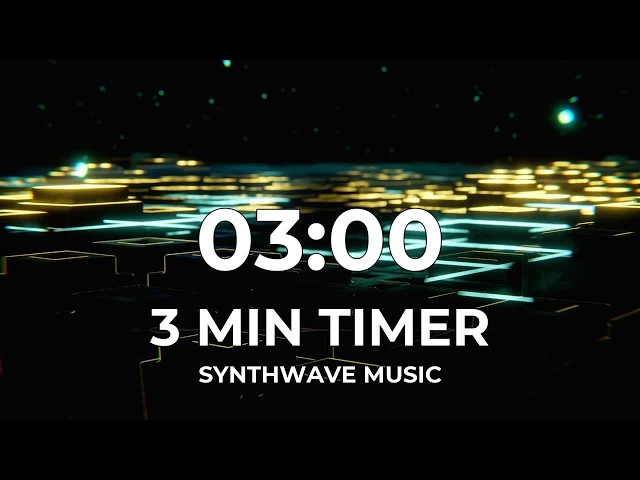 3 Minute Timer ⚡ Synthwave Music 125 BPM | Neon City | Temporizador 3 Minutos