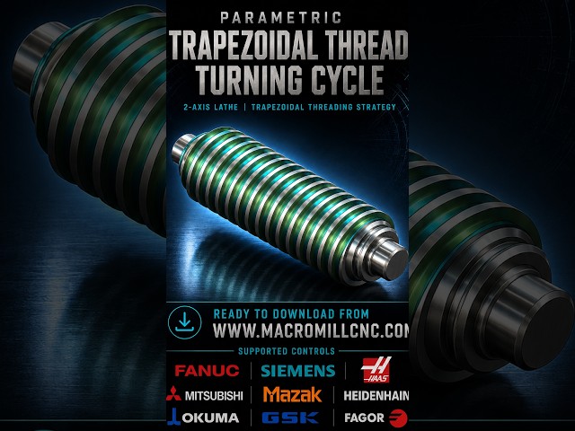 NEW PARAMETRIC TRAPEZOIDAL THREAD TURNING CYCLE | MULTI-CONTROLLER CNC CANNED CYCLE