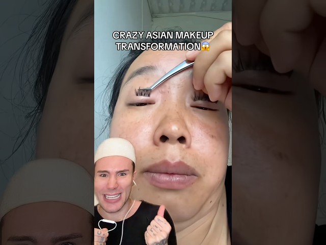 CRAZY ASIAN MAKEUP TRANSFORMATION!😱 #makeuplook #makeuptutorial #makeupshorts #makeuphacks