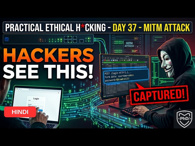 Practical Ethical Hacking 2026 - DAY 37- Man-in-the-Middle Attack | HINDI | PhD Security | 2026