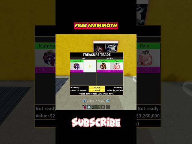 I GIVE MAMMOTH FRUIT..! #bloxfruits #bloxfruitsmammoth #roblox #shorts #onepiece