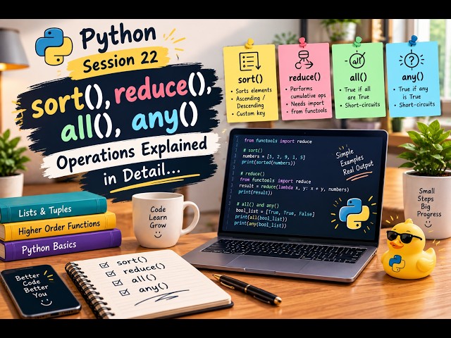 Python Sort, Reduce, All & Any Functions Explained | Python Tutorial for Beginners | Session 22