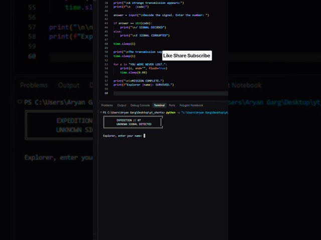 I Found Something That Wasn't Supposed To Be Found 🏔️💀 #Python #Coding #Shorts