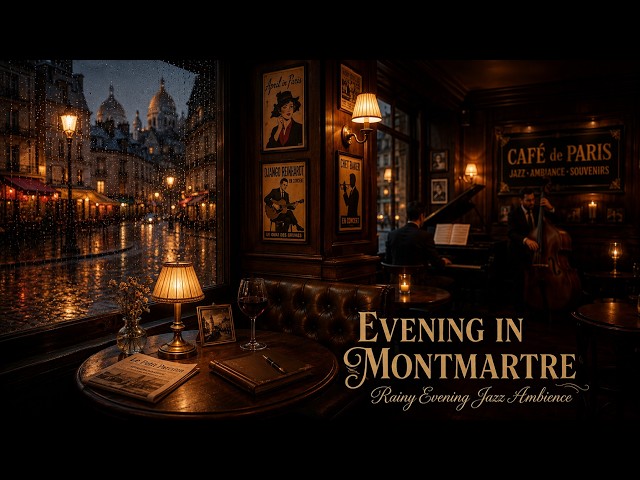 Evening in Montmarte | Smooth Rainy Evening Jazz Ambience with Cozy Coffee Shop Vibes