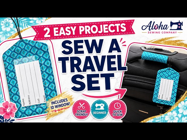 ♡ How to Sew an EASY Luggage Tag + Suitcase Handle Cover! Beginner Sewing Tutorial + PDF Pattern