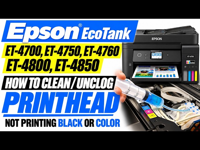 How to Clean Unclog Epson EcoTank ET 4700, ET 4750, ET 4800 & ET 4850 Printhead – Fix Not Printing