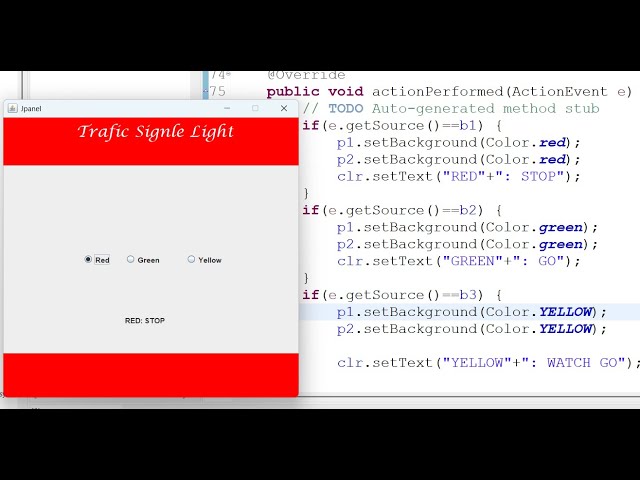 Java GUI Project | Traffic Light Example using JRadioButton | Swing Tutorial for Beginners