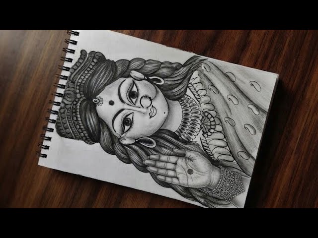 Goddess Drawing | Maa Durga Pencil Sketch | Beautiful Devi Drawing | Easy Drawing